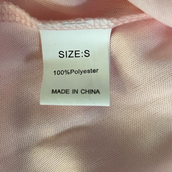 Pink Clip Dot Faux Wrap Mini Dress Size Small Ruffle Babydoll Open Back Dress - Picture 15 of 16